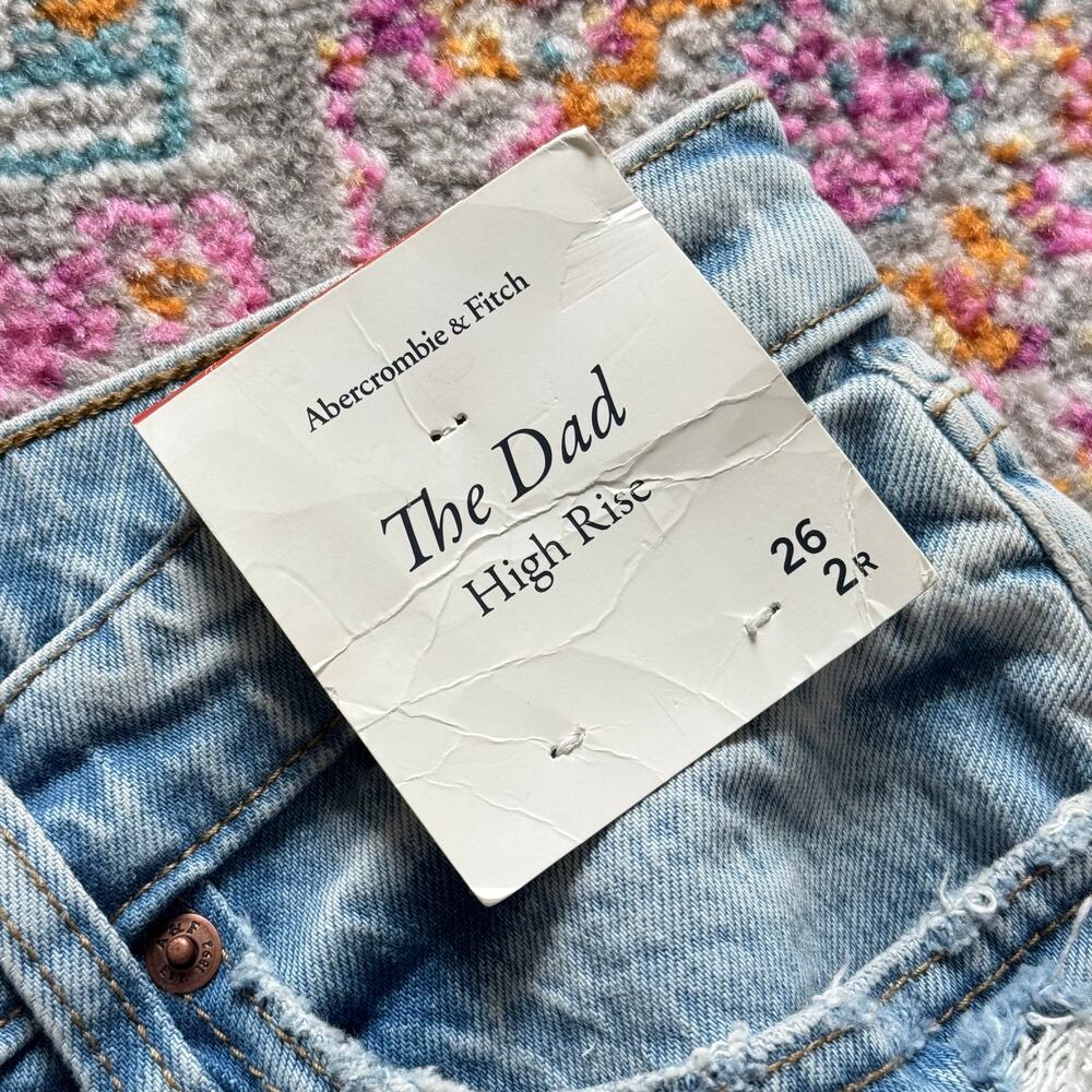 Abercrombie & Fitch Curve Love The Dad High Rise Blue Jeans Women's 26/ 2 Reg - Picture 10 of 12